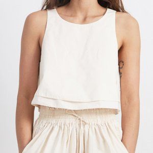 Apiece Apart Agnes Linen Blend White Tank, Size 8